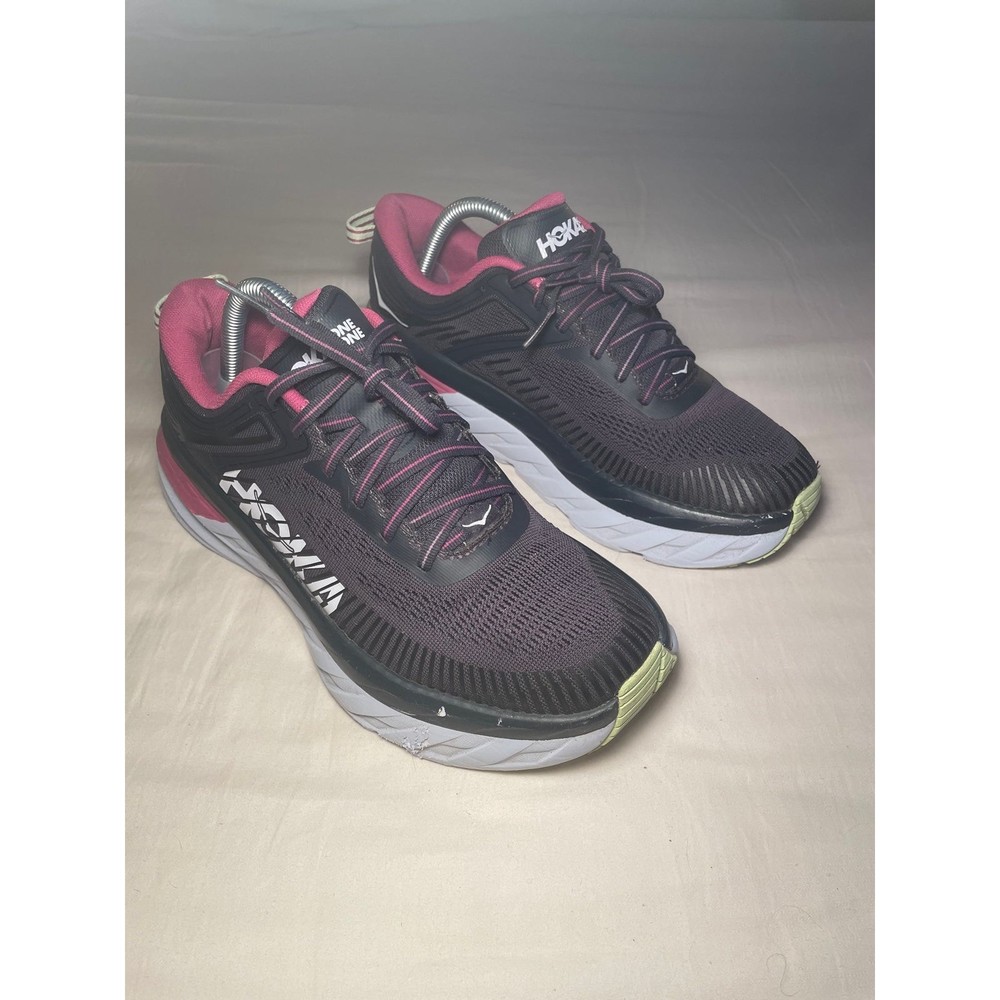 Hoka One One Bondi 7 Women’s Running Shoes Size 9 Black and Pink No Insoles
